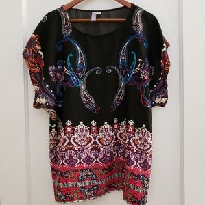 Alya | L short sleeve print tunic top EUC